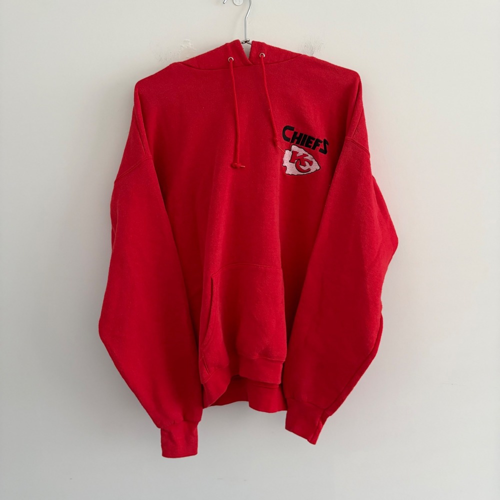 Vintage Kansas City Chiefs Red Graphic Hoodie Sweatshirt XL